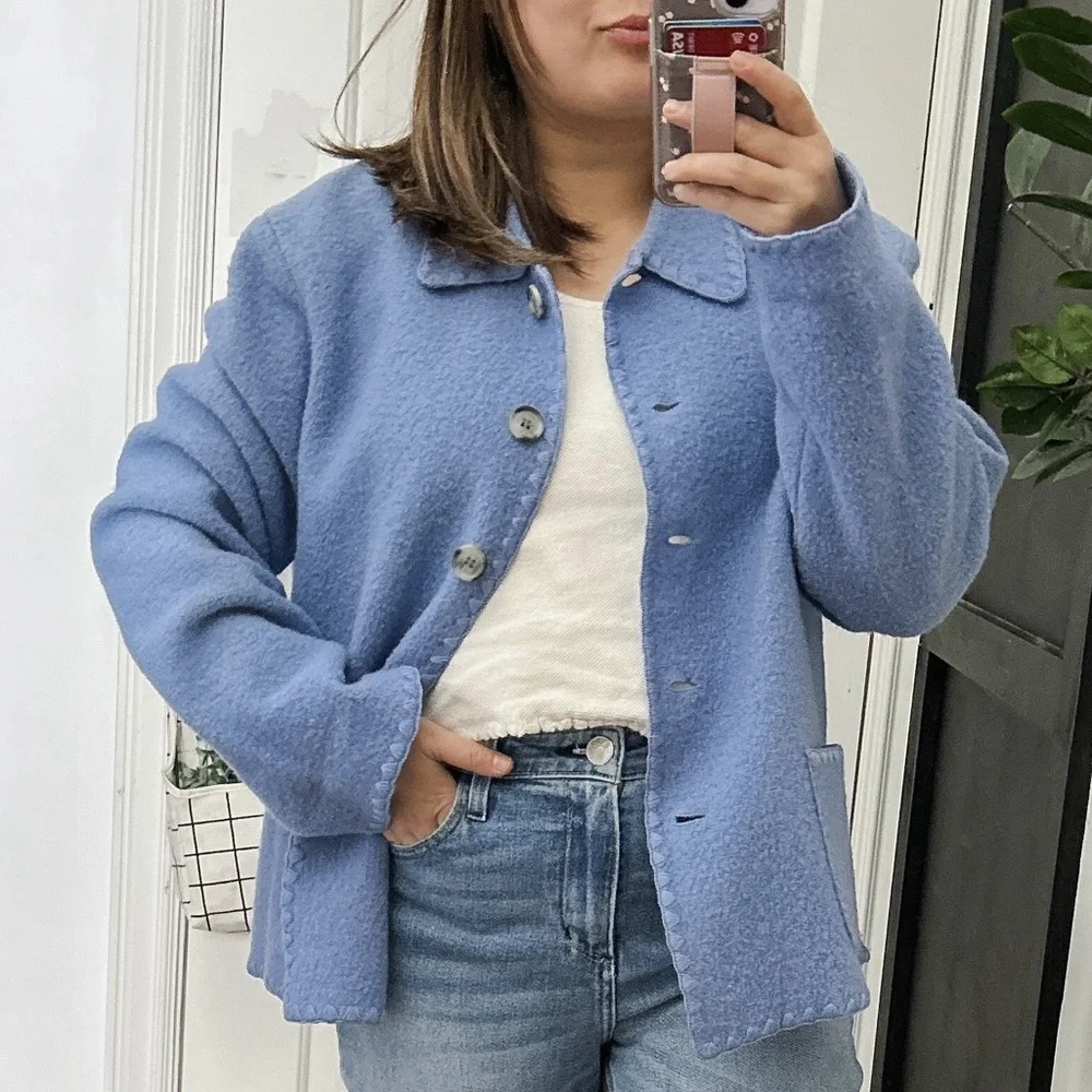 Vintage Talbots 100% wool Buttoned Front Jacket. Size LP - Picture 1 of 9